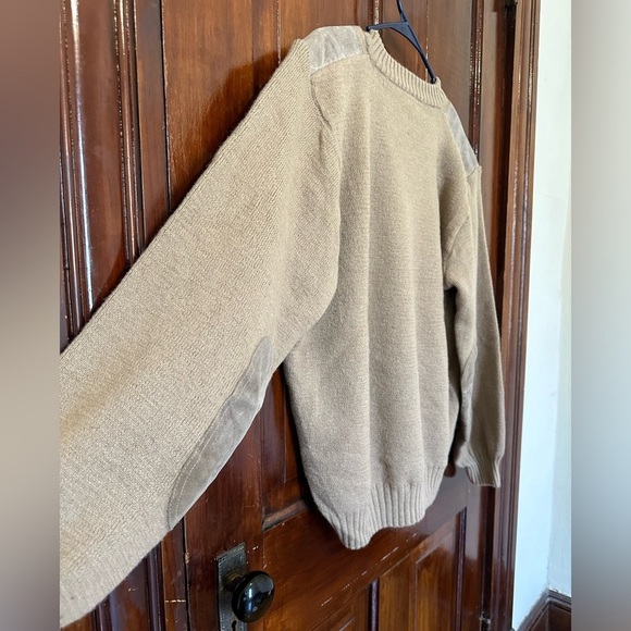 Vintage Niffi V-neck Pure New Wool Suede Patch Made in England Pullover Sweater - Picture 8 of 10